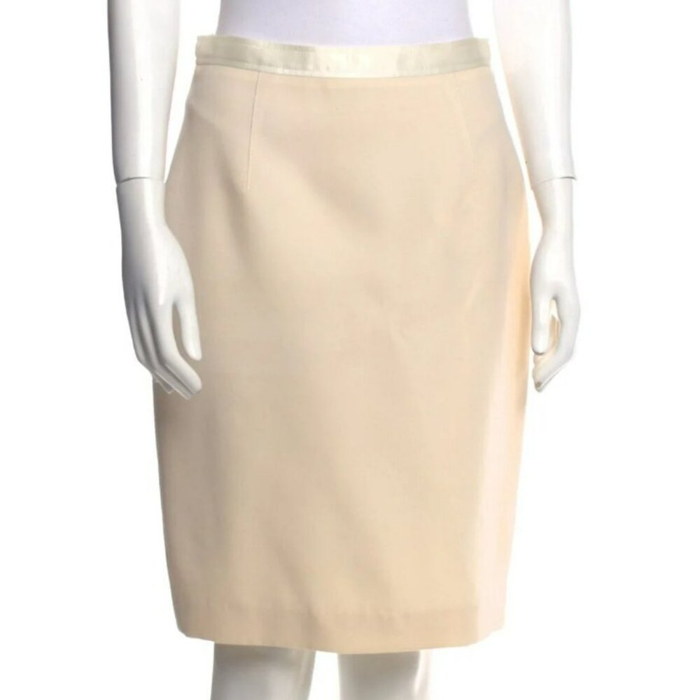 Givenchy Ivory 100% Wool Pencil Skirt Size M Tailored Quiet Luxury